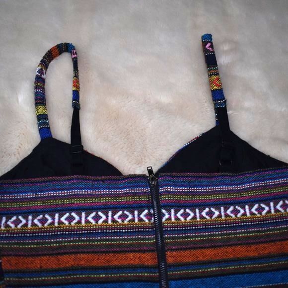 Forever 21 Patchwork Crop Top Size Small Multicolor Adjustable Straps Boho - Picture 14 of 15